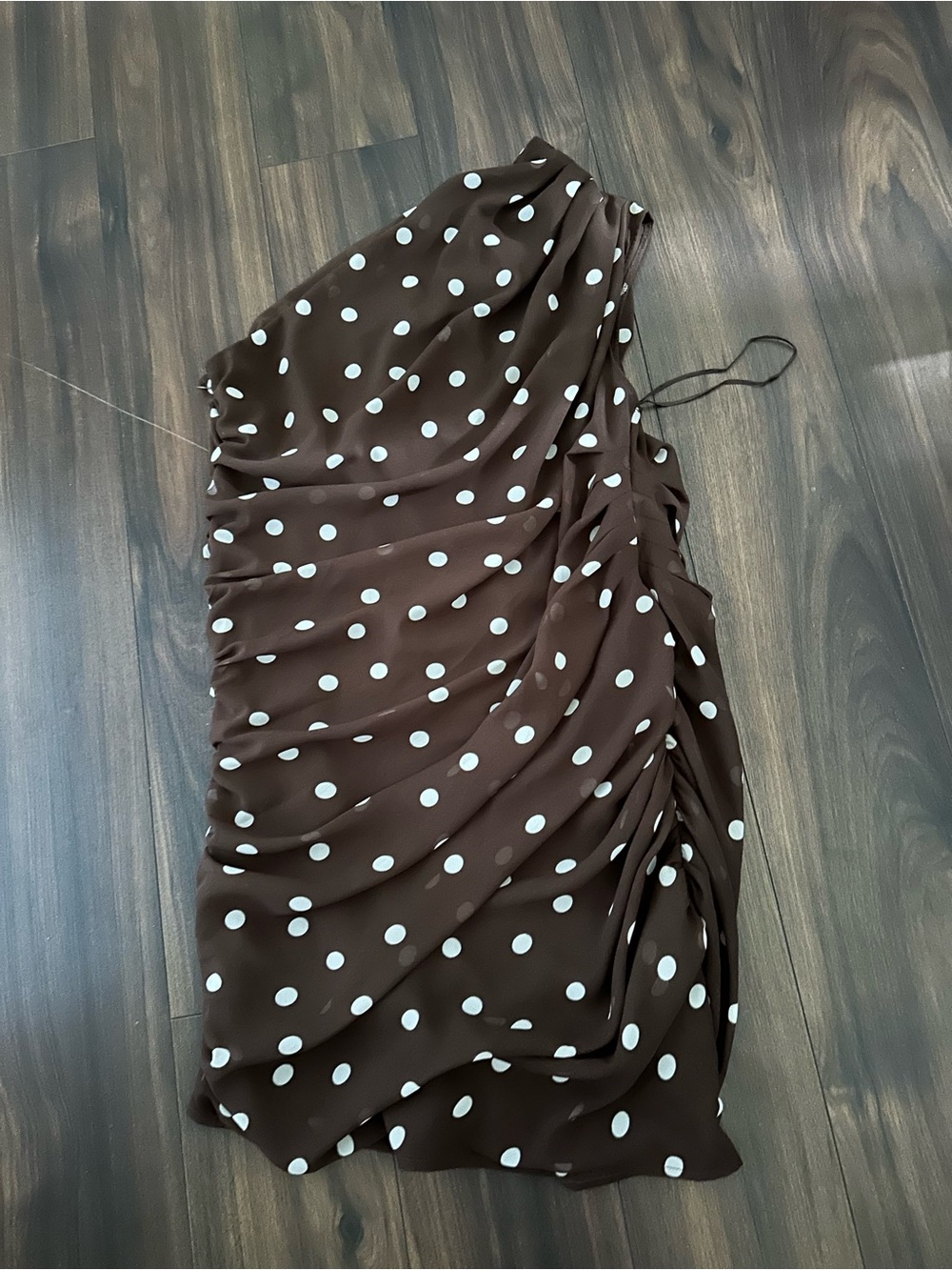 Abercrombie & Fitch Brown One-Shoulder Polka Dot Dress
